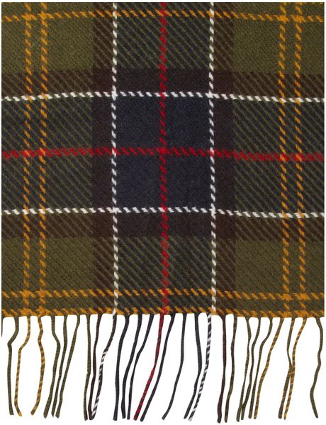 Barbour Twill Weave Tartan Scarf in Green | Lyst