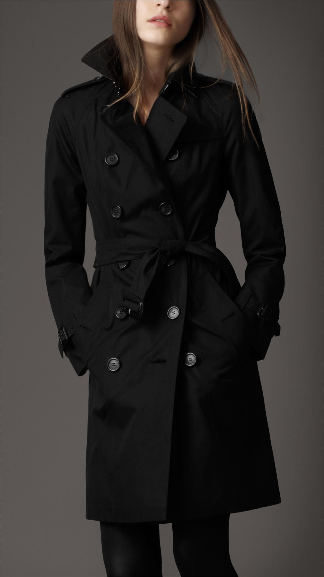 Lyst - Burberry Long Cotton Gabardine Trench Coat in Black