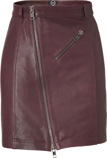 Mcq By Alexander Mcqueen Oxblood Zip Leather Pencil Skirt in Purple ...
