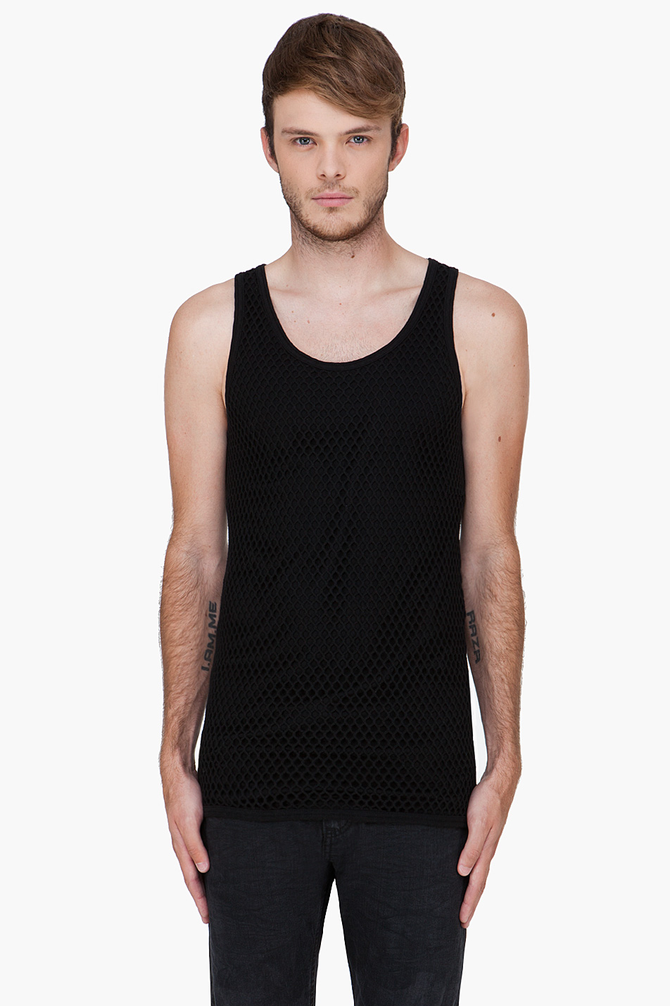Lyst Robert Geller Reversible Black Mesh Tank Top in Black for Men