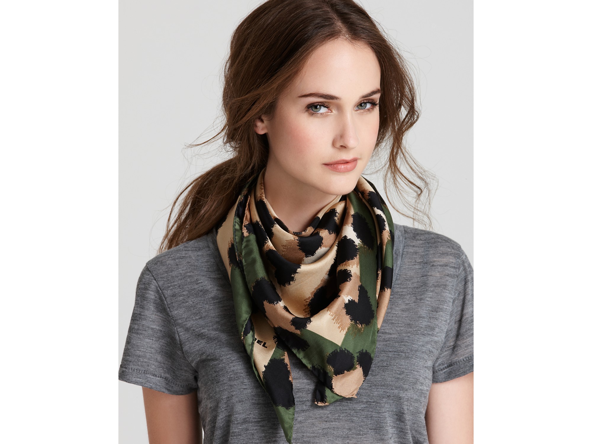 Lyst Sonia Rykiel Animal Print Silk Scarf In Green