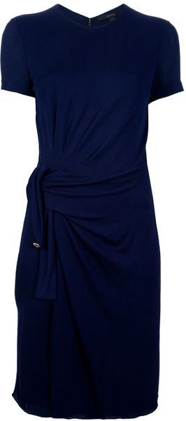 Gucci Fitted Draped Dress in Blue (navy) | Lyst