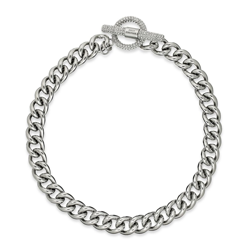 Lyst - Juicy Couture Silver Tone Pave Crystal Toggle Necklace in Metallic