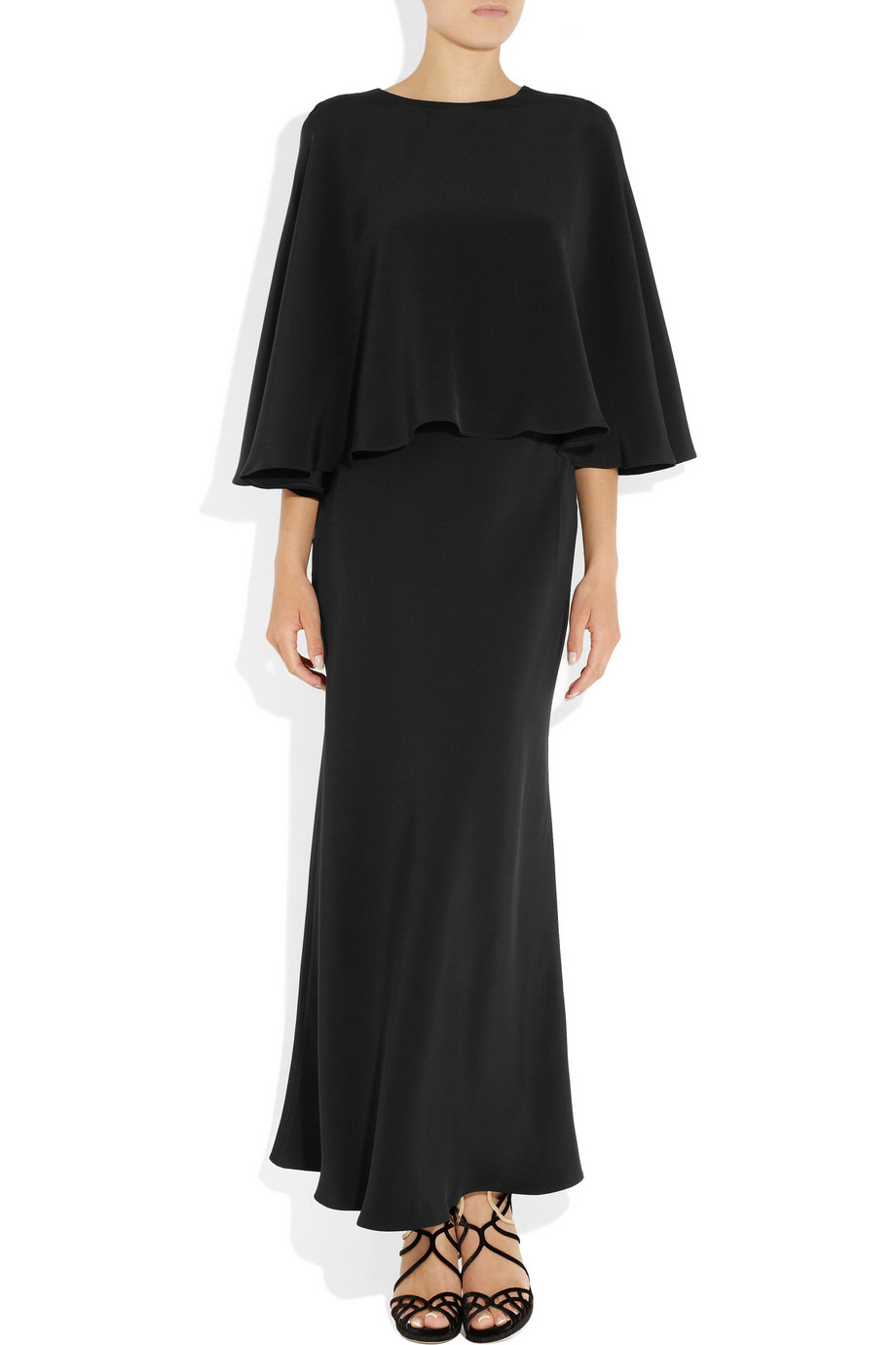 silk cape gown