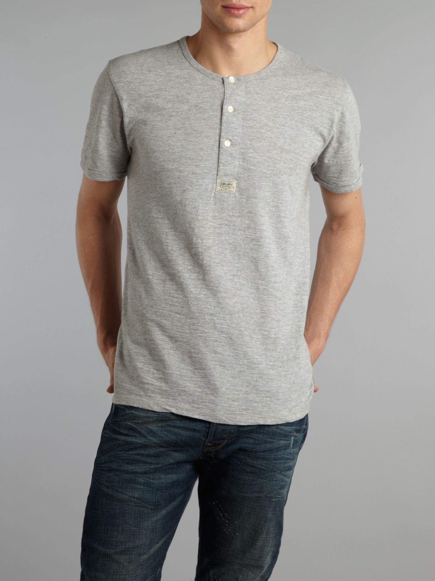 Denim & supply ralph lauren Button Down Henley Tshirt in Gray for Men