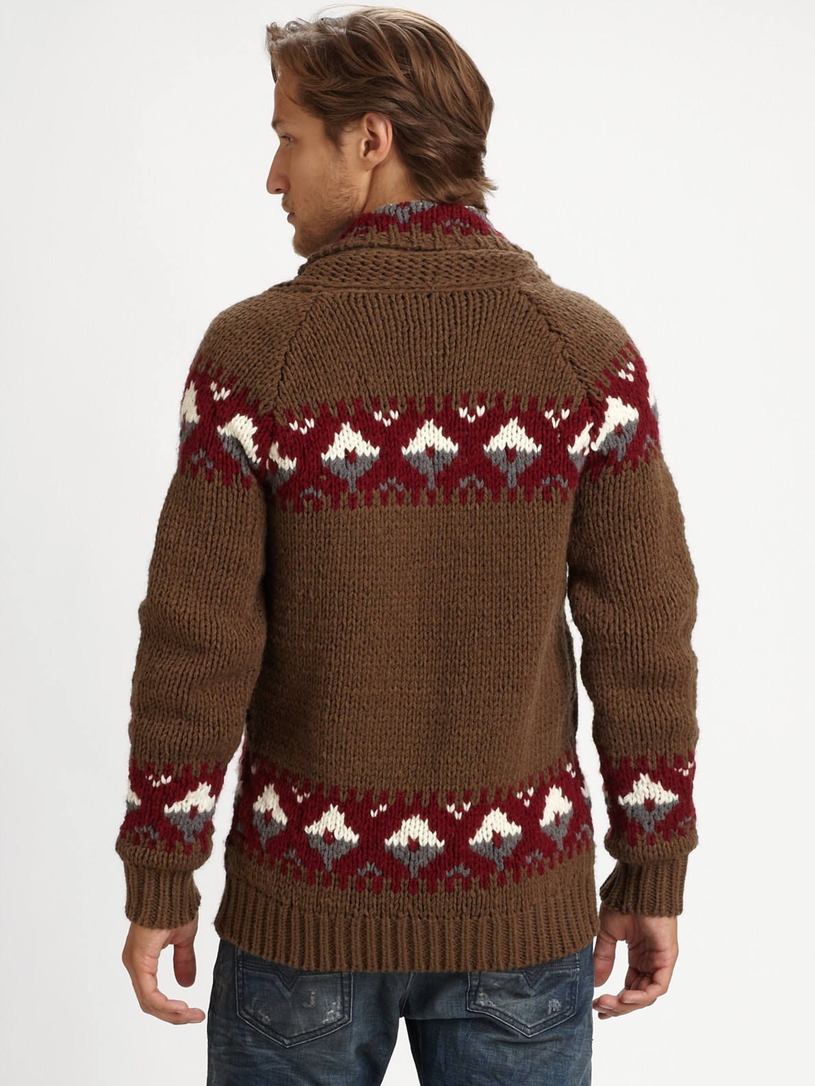 tribal print cardigan mens