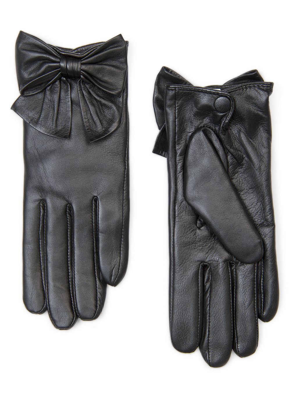 Lyst Mango Bow Leather Gloves in Black