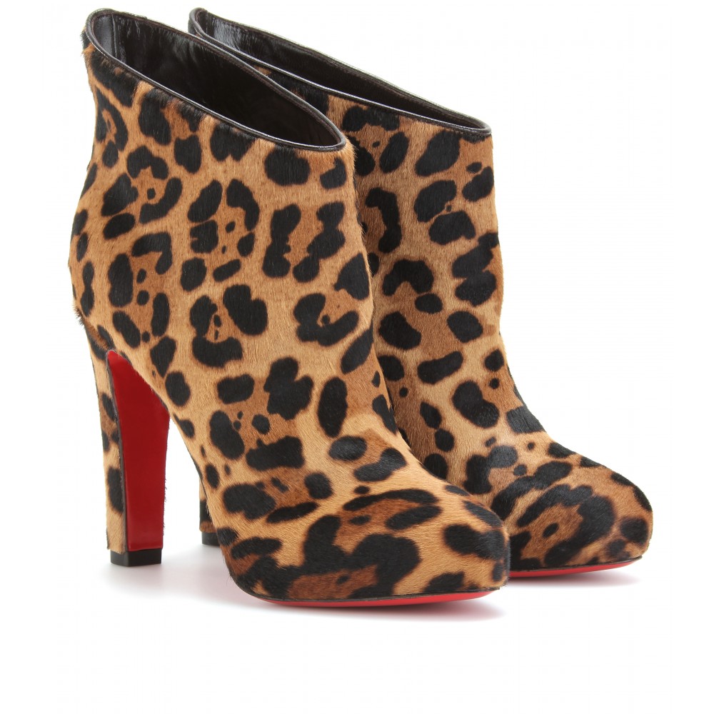 Christian Louboutin Pony Leopard Luxor 120 Platform Ankle Boots in ...