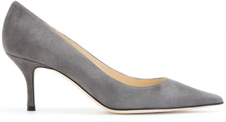 Jimmy Choo Lizzy Suede Kitten Heel Pumps in Gray (grey) | Lyst