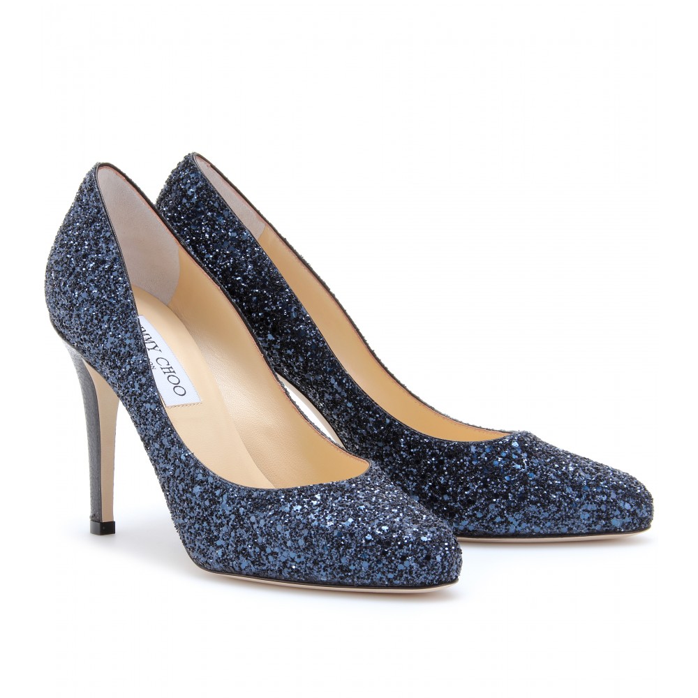 Jimmy Choo Vikki Glitter Pumps in Blue (navy) | Lyst