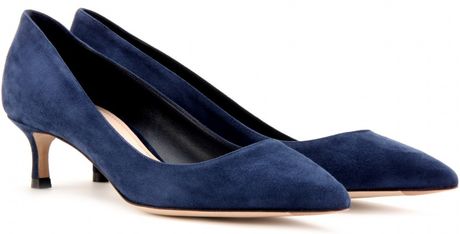 Miu Miu Suede Kitten Heel Pumps in Blue (navy) | Lyst