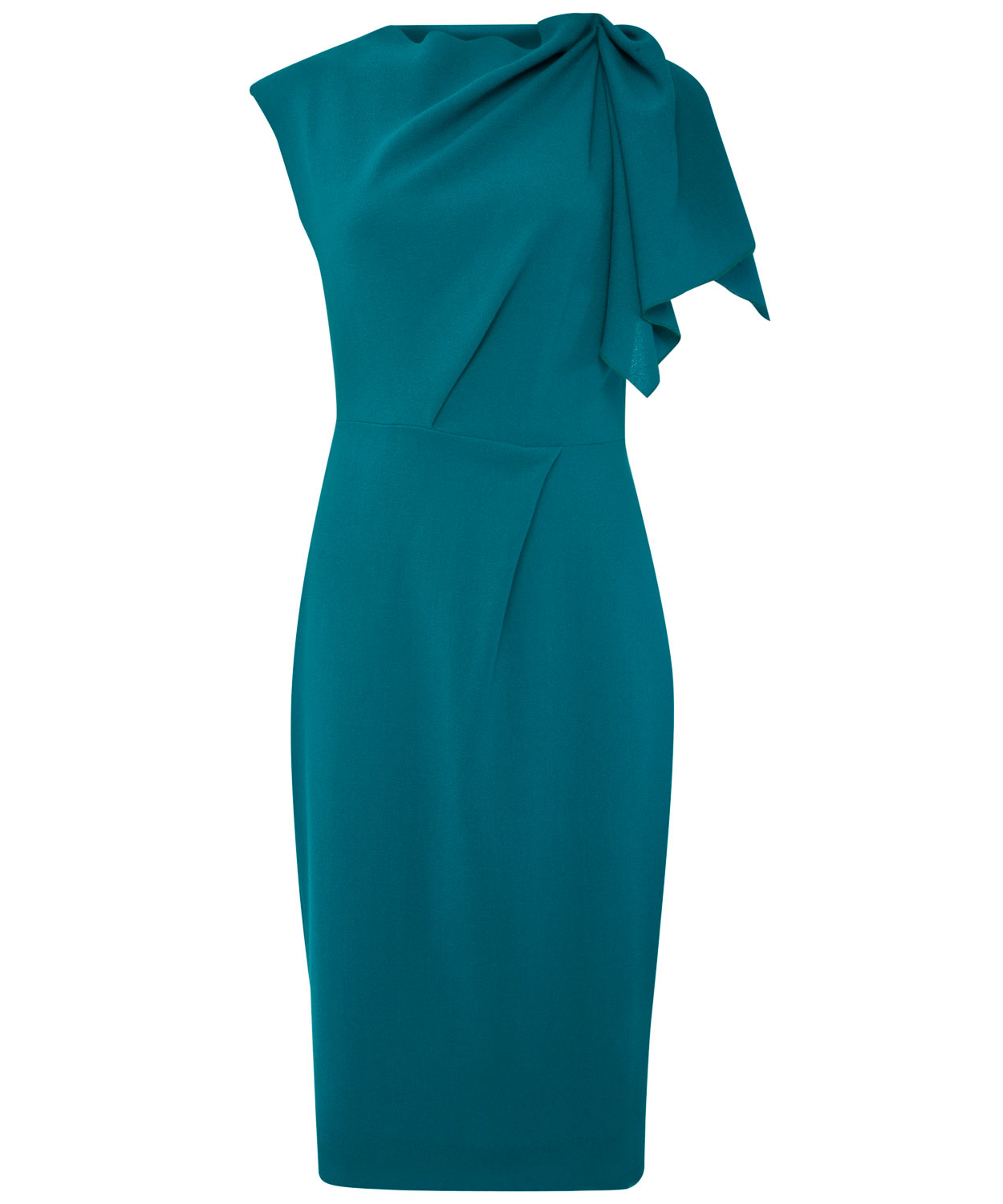Roksanda Teal Asymmetric Draped Shoulder Fitted Dress in Blue | Lyst