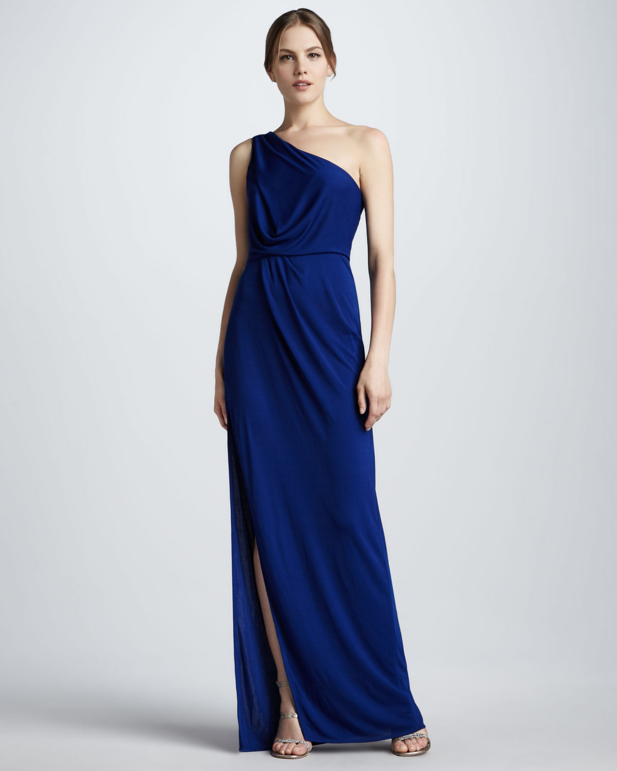 single shoulder gown