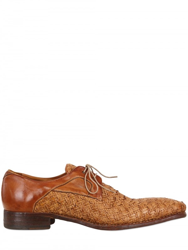 Lyst - Harris Woven Vintaged Leather Laceup Shoes in Brown for Men