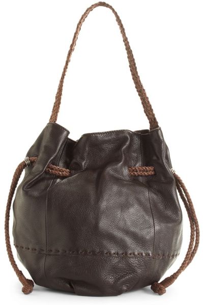 The Sak Indio Leather Drawstring Bag in Brown (chocolate) | Lyst