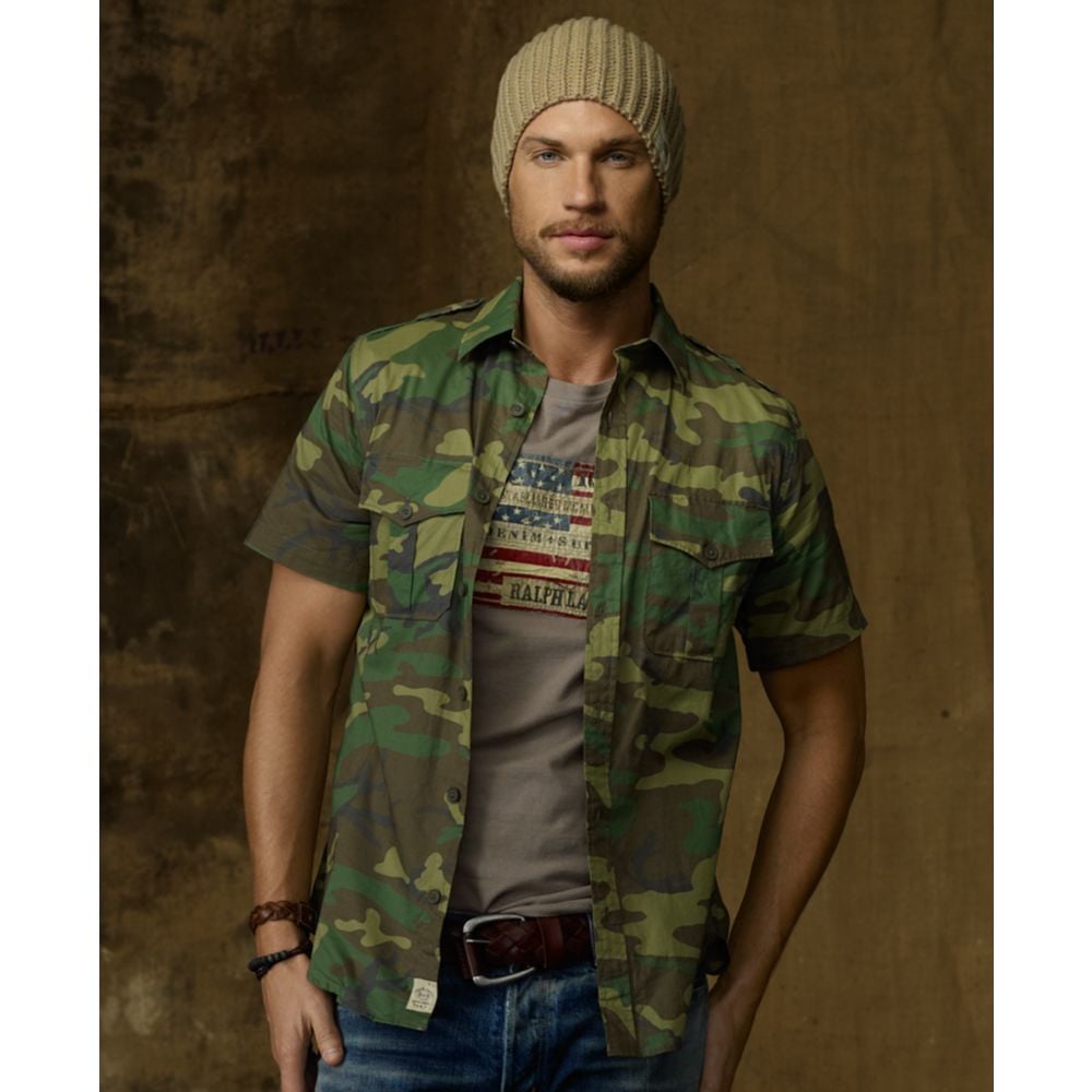 Lyst - Denim & Supply Ralph Lauren Camouflage Military Shirt in Blue ...