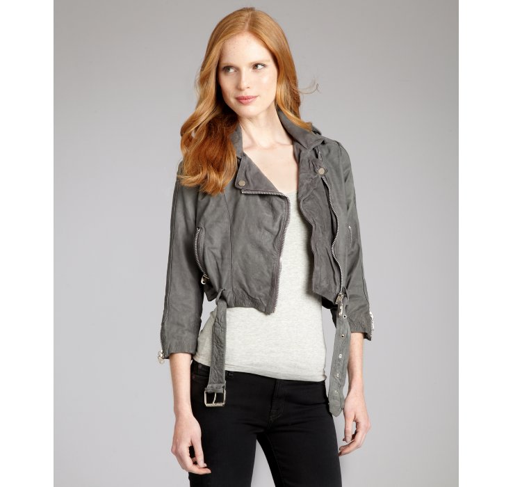 Doma Leather Charcoal Washed Asymmetrical Zip Motorcycle Gallery