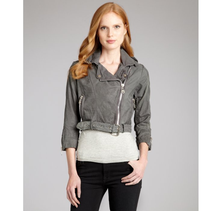 Doma Leather Charcoal Washed Asymmetrical Zip Motorcycle Gallery
