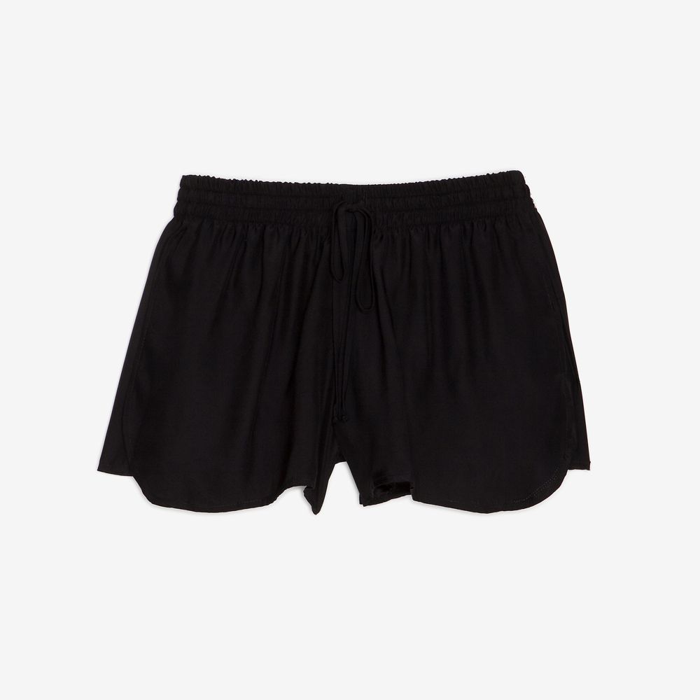 Georgie Exclusive Drawstring Silk Shorts in Black | Lyst