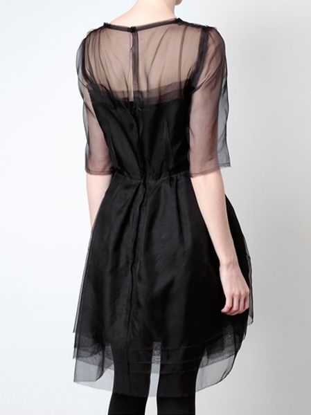 Lanvin Layered Silk Organdy Dress in Black | Lyst