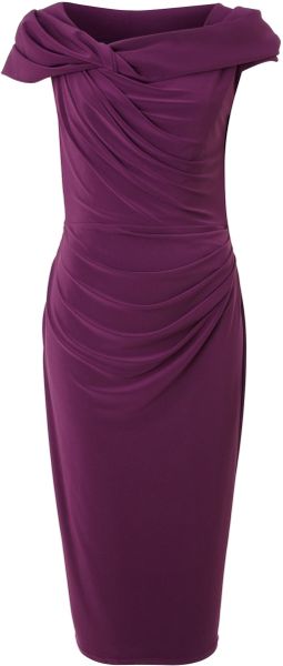Pied A Terre Slinky Knot Jersey Dress in Purple | Lyst