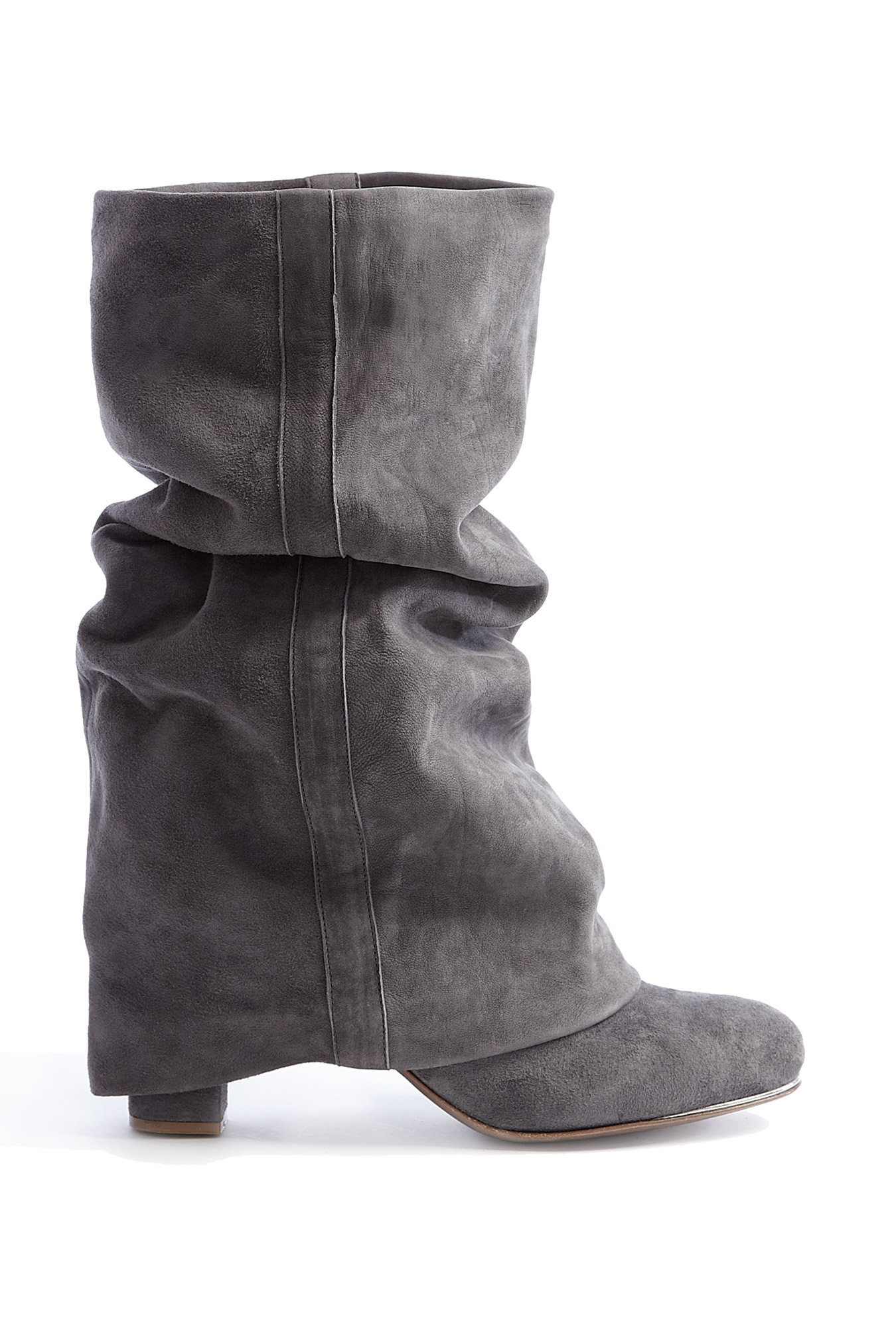 See By Chloé Suede Fold Down Heeled Boots in Gray (grey) | Lyst