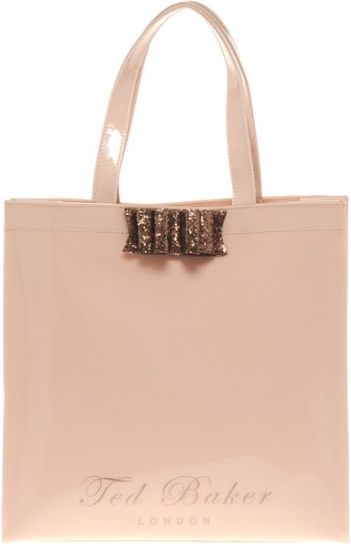 Ted Baker Glitter Bow Icon Bag in Beige (shell) | Lyst