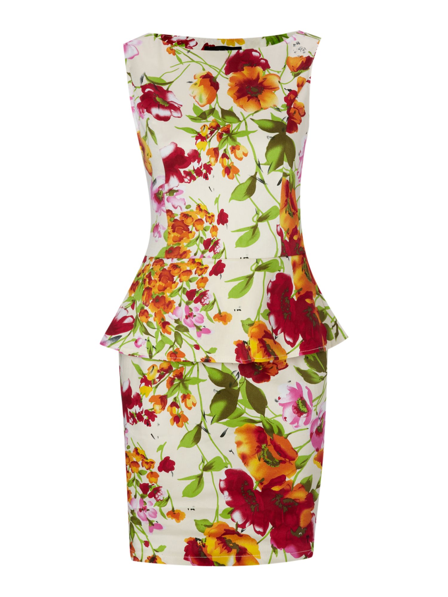 Ax Paris Floral Print Peplum Dress in Floral (multi-coloured) | Lyst