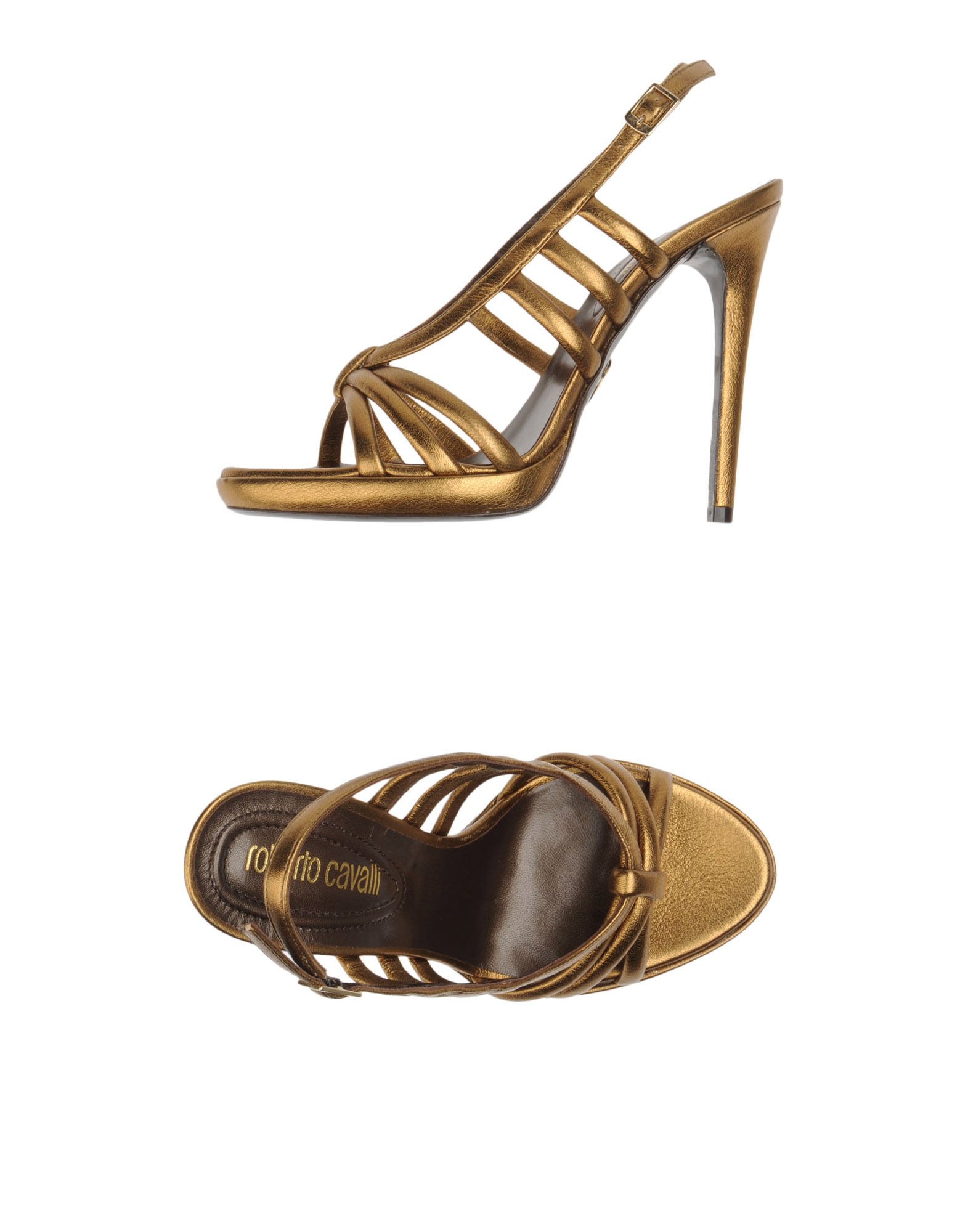 Roberto Cavalli High Heeled Sandals in Gold | Lyst