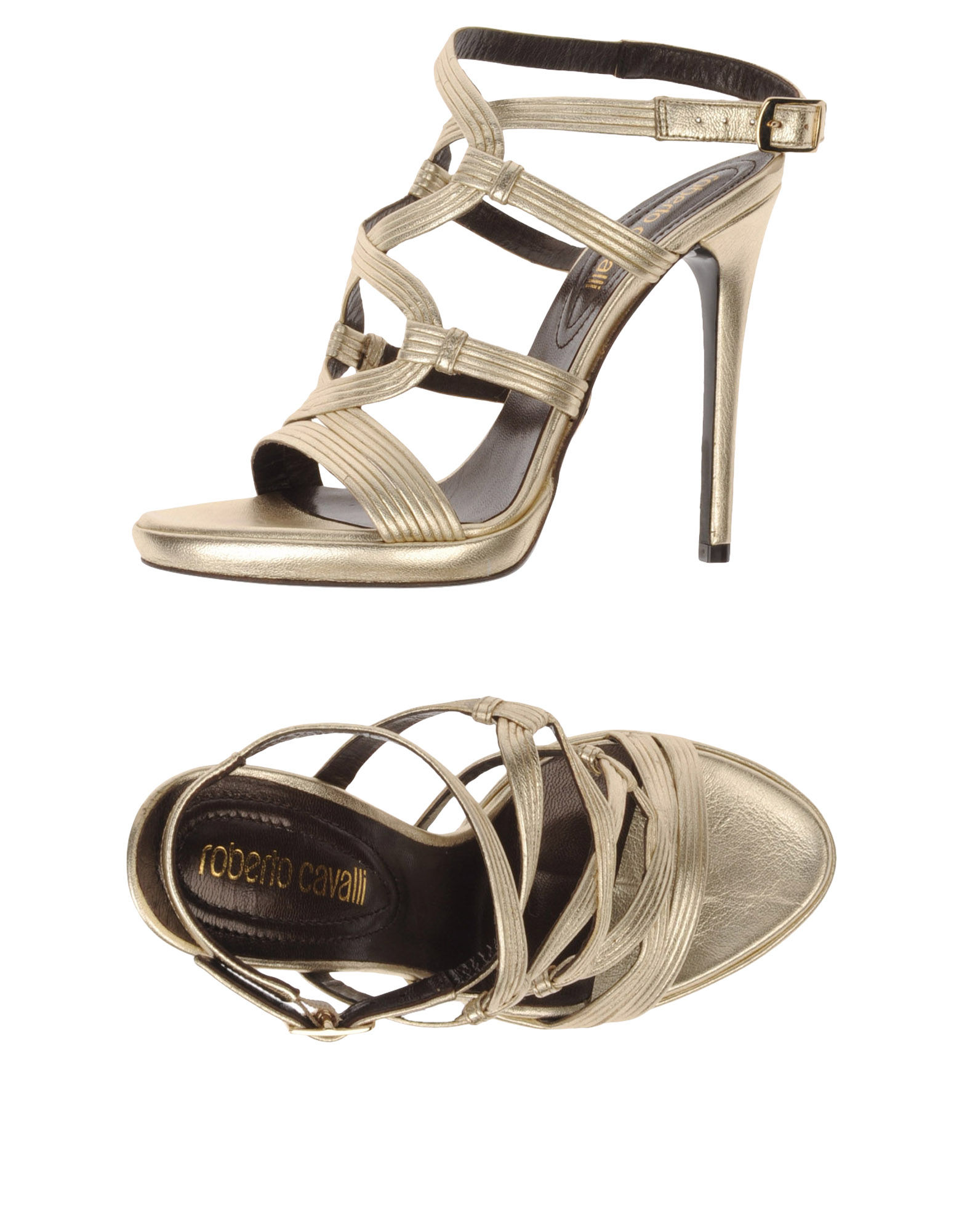 Roberto Cavalli Platform Sandals in Gold