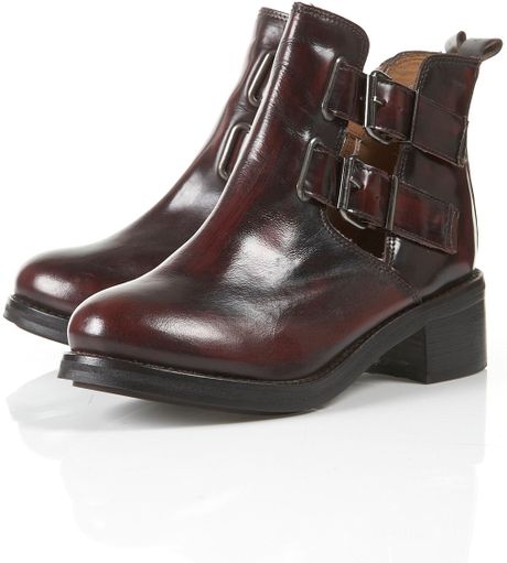 Topshop Adonis2 Cut Out Heavy Boots in Brown (oxblood) | Lyst