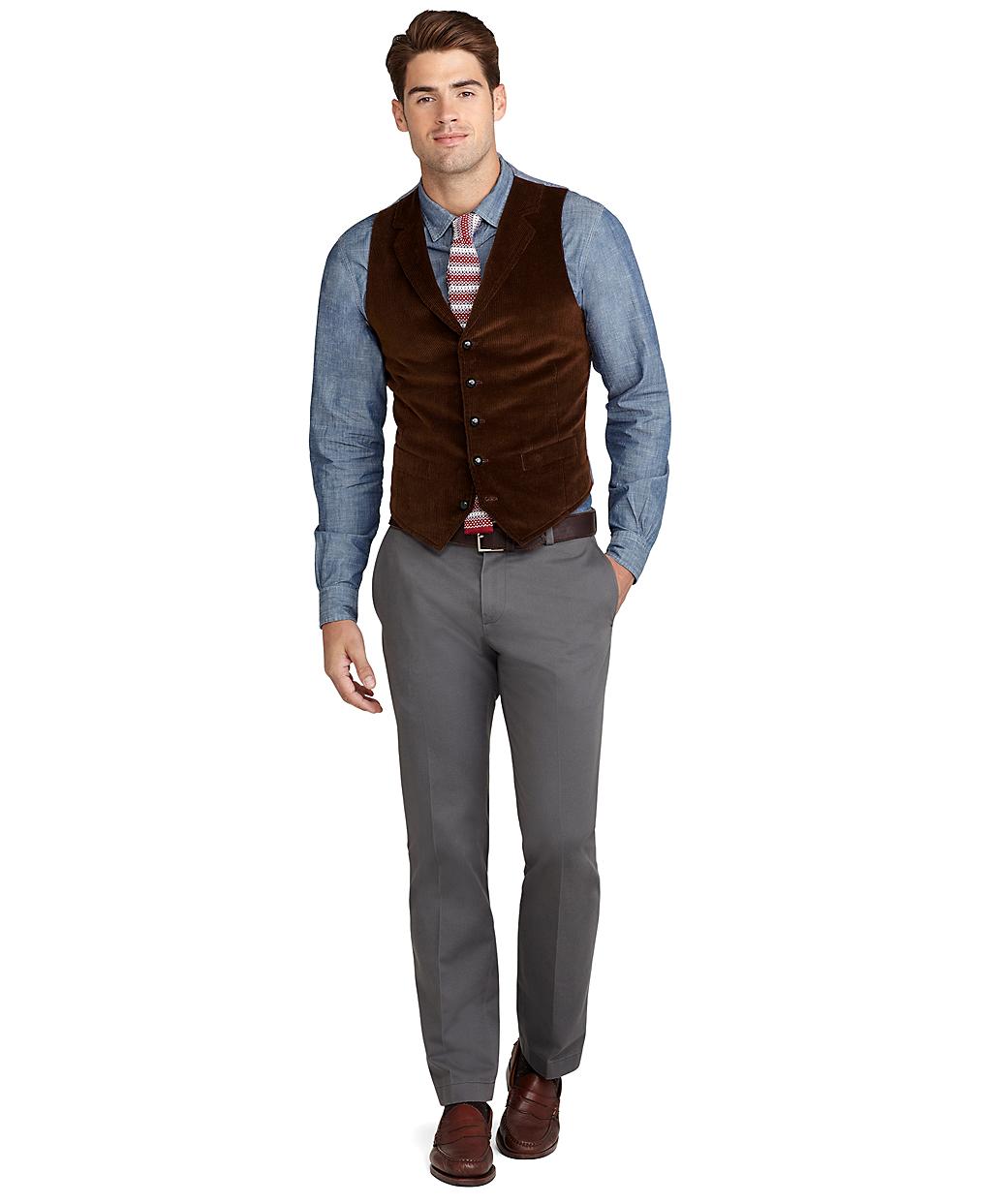 Lyst Brooks brothers Washed Corduroy Vest in Brown for Men