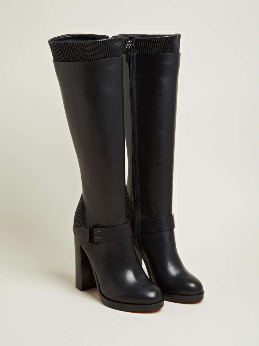 Lyst - Givenchy Givenchy Womens Calf Leather Heeled Long Boots in Black