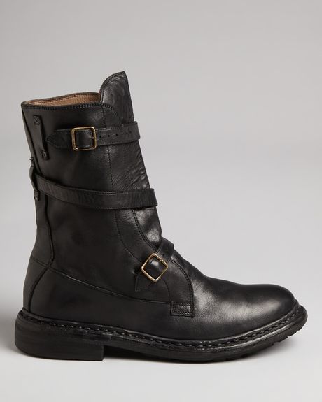To Boot Burberry Buckled Flat Moto Boots Explorer in Black | Lyst