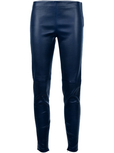 Victoria Beckham Leather Leggings in Blue | Lyst