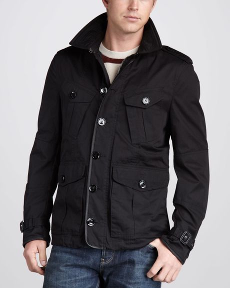 Burberry Brit Cotton Field Jacket in Black for Men | Lyst