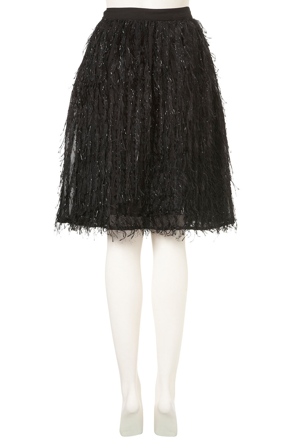 Lyst - Topshop Black Sparkle Fringe Skirt in Black