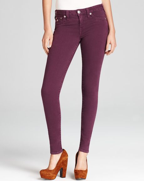 True Religion Jeans Serena Higher Rise Skinny Jeans with Flap in Purple ...