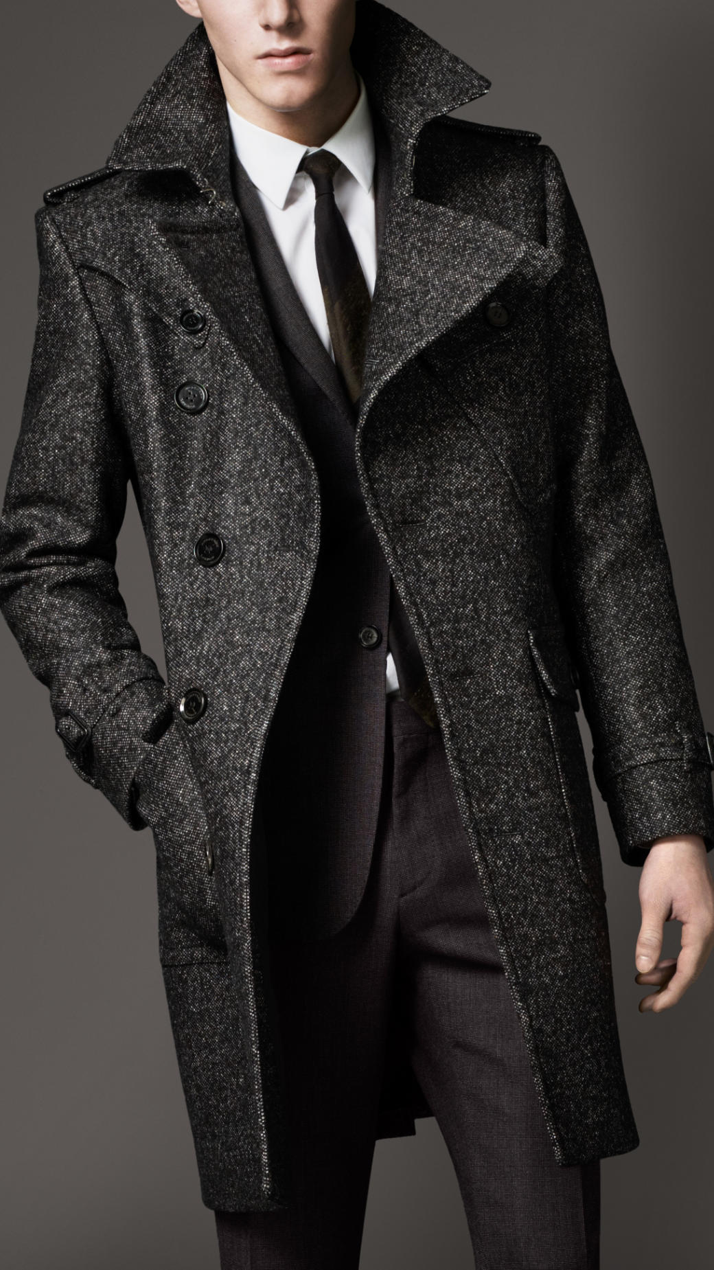 Fancy Men's Trench Coat Men Classic Double Breasted Coat