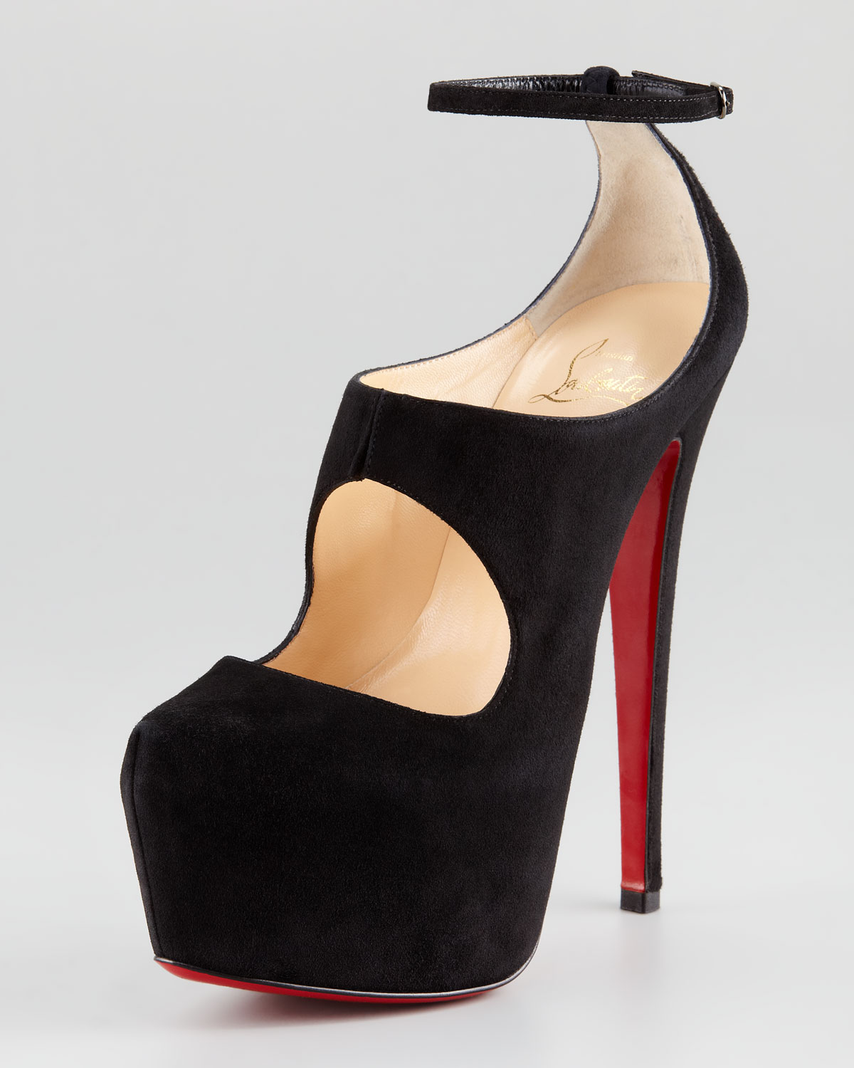 Lyst - Christian Louboutin Maillot Cutout Platform Red Sole Pump in Black