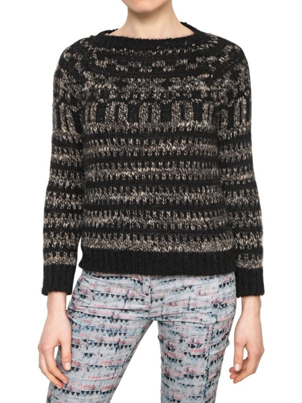 Etoile Isabel Marant Mohair Jacquard Knit Sweater in Black | Lyst