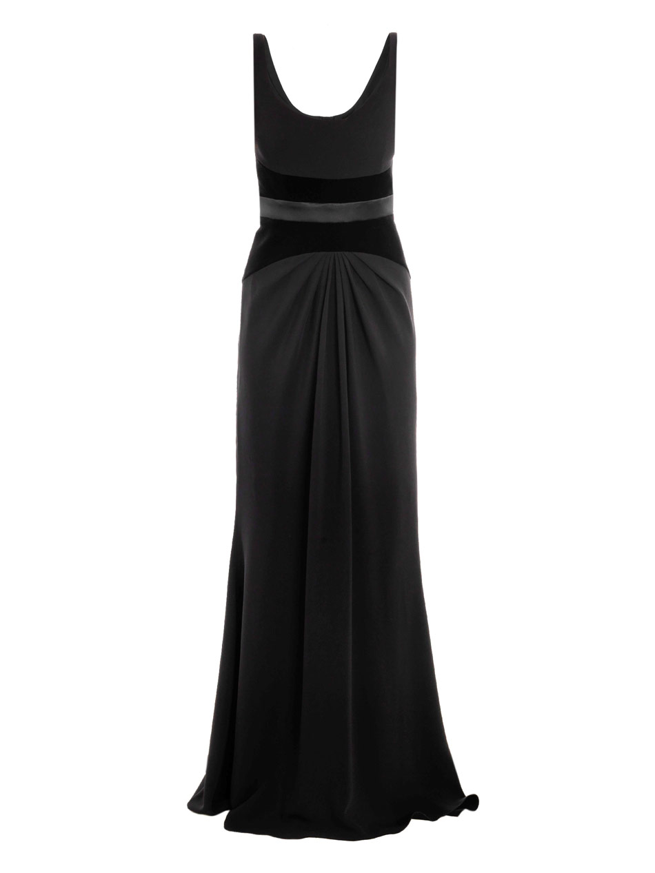 Giles Velvet and Crepe Fishtail Dress in Black | Lyst