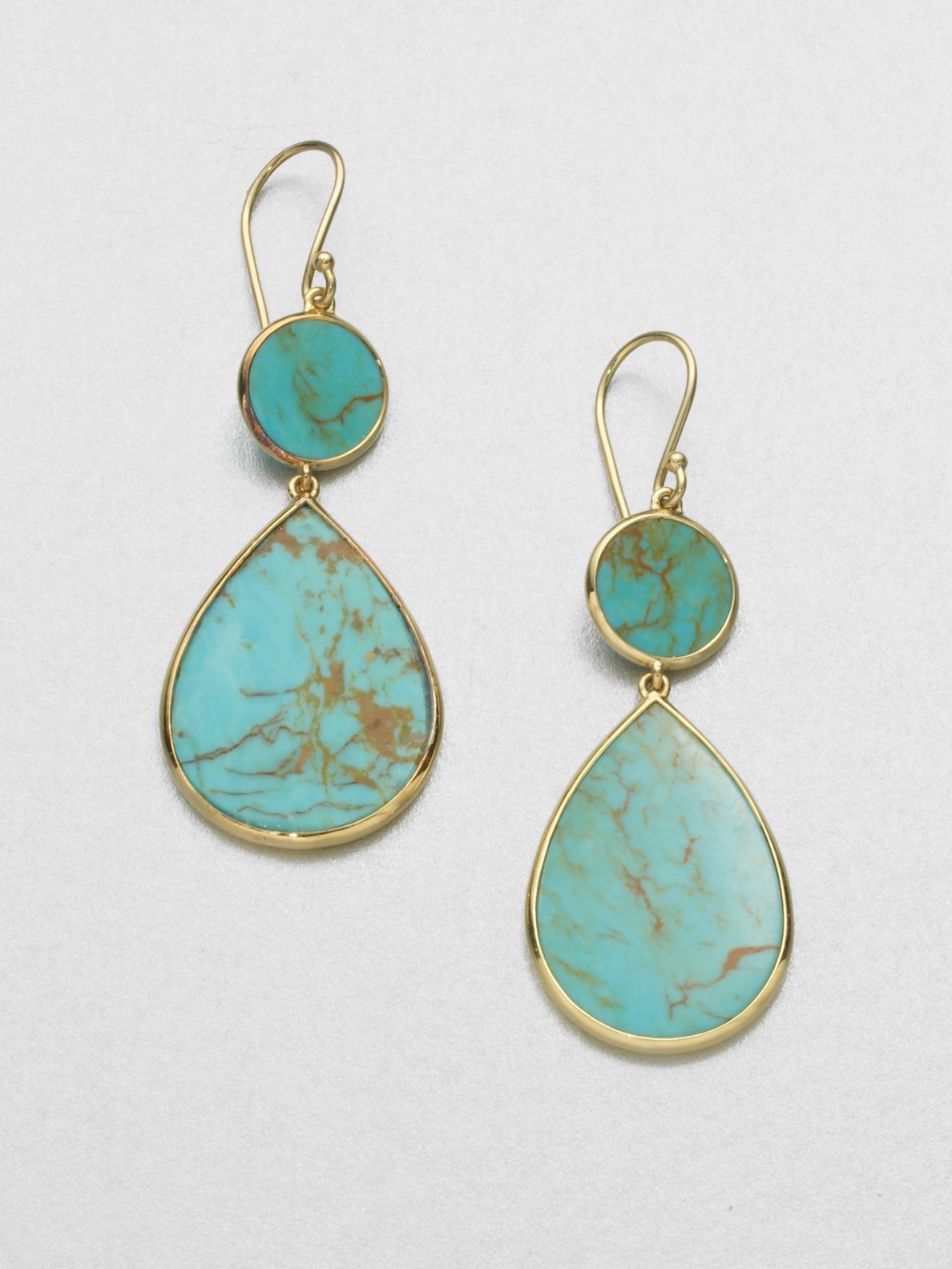 Lyst Ippolita 18k Gold Turquoise Drop Earrings In Blue Gallery