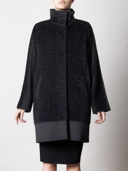 Max Mara Studio Caserta Alpaca Cocoon Coat in Black | Lyst