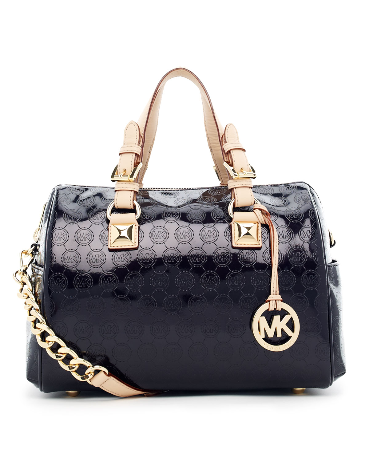 Lyst - Michael Kors Grayson Medium Monogram Satchel In Black