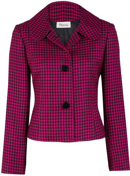 Precis Petite Cerise Houndstooth Jacket in Pink | Lyst