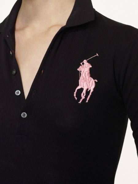 Ralph Lauren Pink Pony Pink Pony Longsleeved Polo in Black | Lyst