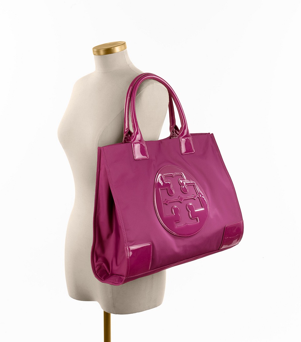 tory burch ella tote purple