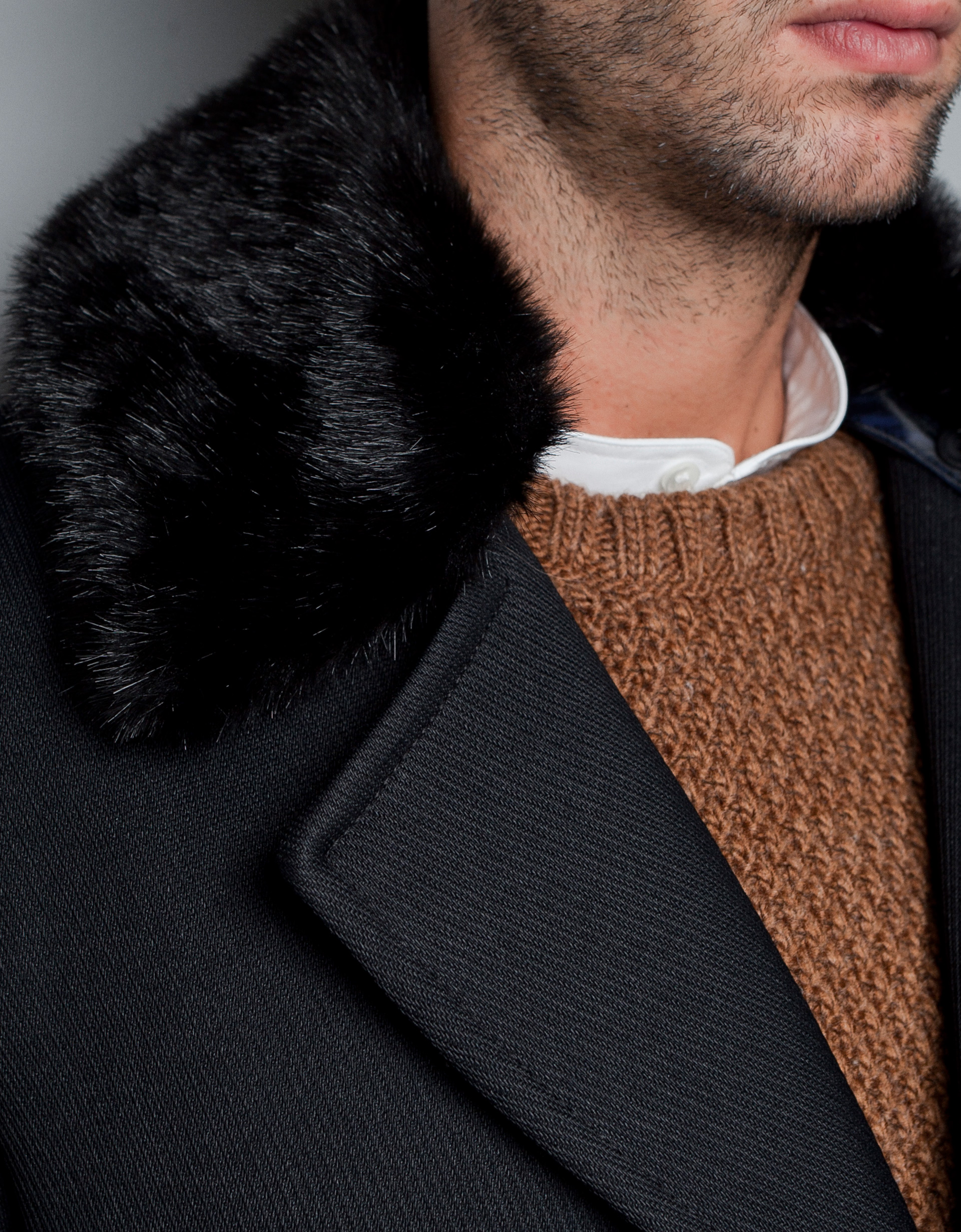 Zara Coat with Fur Collar in Black for Men | Lyst