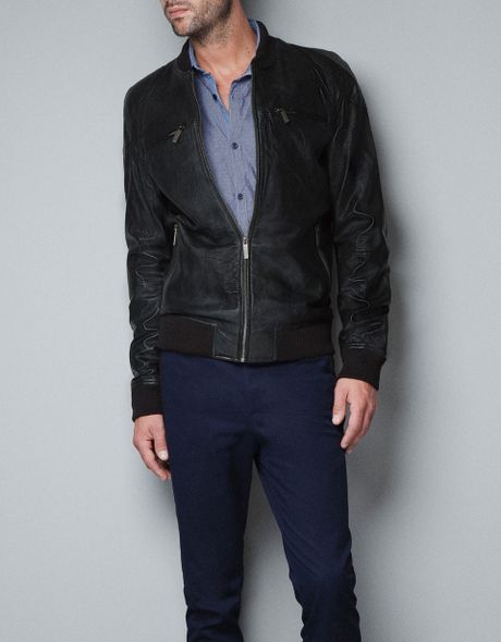 Zara Leather Jacket with Zips in Black for Men | Lyst